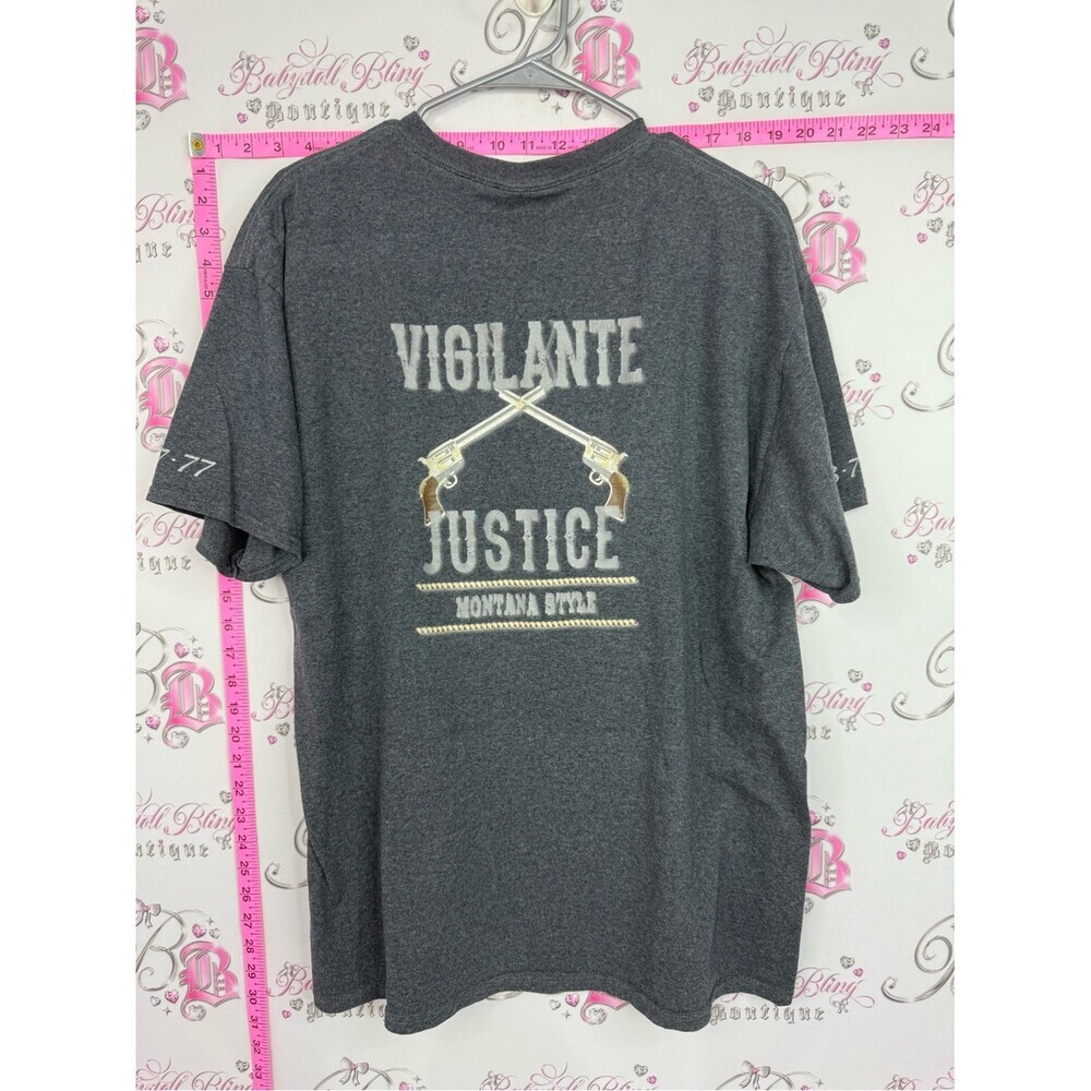 Montana tshirt Vigilante Justice Montana Style Graphic T-Shirt - Charcoal